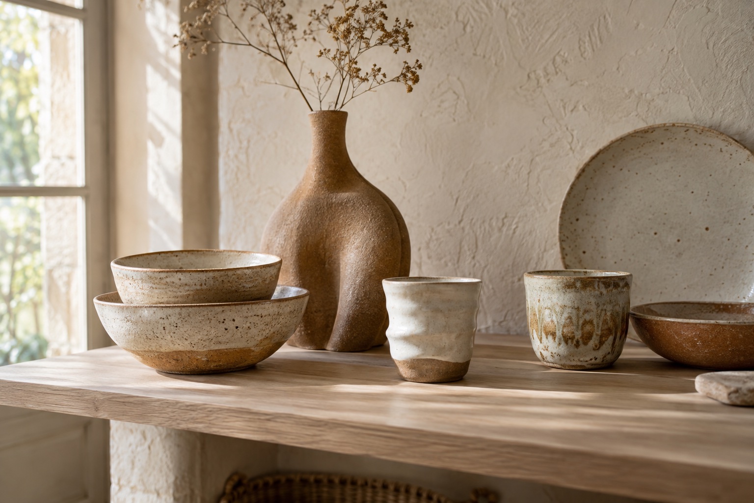 Collection de bols et vases artisanaux en céramique